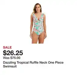 Belk Dazzling Tropical Ruffle Neck One Piece Swimsuit offer