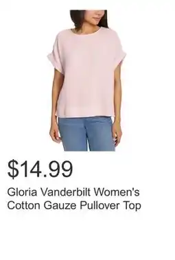 Costco Gloria Vanderbilt Women's Cotton Gauze Pullover Top offer