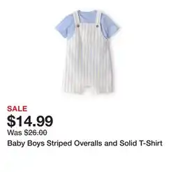 Belk Baby Boys Striped Overalls and Solid T-Shirt offer
