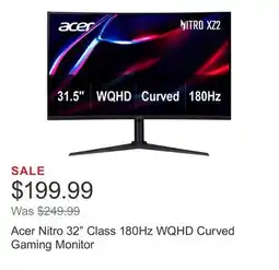 Costco Acer Nitro 32 Class 180Hz WQHD Curved Gaming Monitor offer