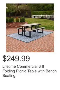 Costco Lifetime Commercial 6 ft Folding Picnic Table with Bench Seating offer