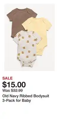 Old Navy Old Navy Ribbed Bodysuit 3-Pack for Baby offer