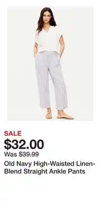 Old Navy Old Navy High-Waisted Linen-Blend Straight Ankle Pants offer