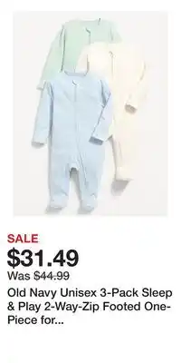 Old Navy Old Navy Unisex 3-Pack Sleep & Play 2-Way-Zip Footed One-Piece for Baby offer