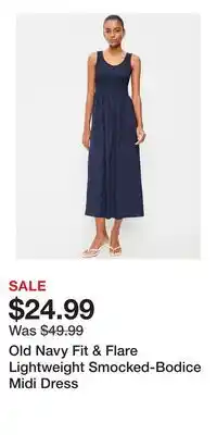 Old Navy Old Navy Fit & Flare Lightweight Smocked-Bodice Midi Dress offer