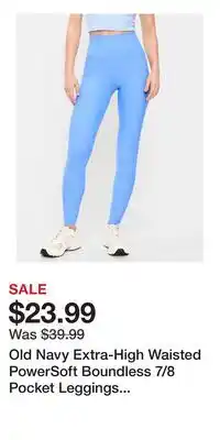 Old Navy Old Navy Extra-High Waisted PowerSoft Boundless 7/8 Pocket Leggings – No Front Seam offer