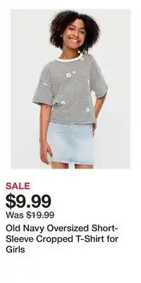 Old Navy Old Navy Oversized Short-Sleeve Cropped T-Shirt for Girls offer