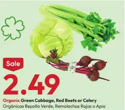 Stater Bros Organic Green Cabbage, Red Beets or Celery offer