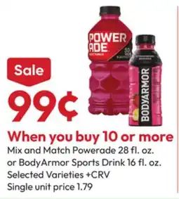 Stater Bros Powerade 28 fl. oz. or BodyArmor Sports Drink 16 fl. oz offer