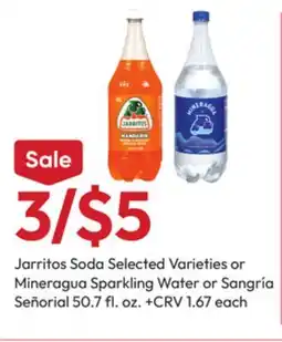 Stater Bros Jarritos Soda or Mineragua Sparkling Water or Sangría Señorial offer