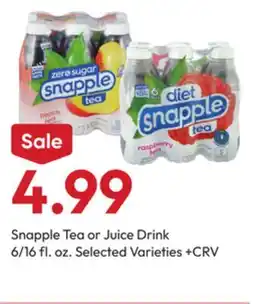 Stater Bros Snapple Tea or Juice Drink offer