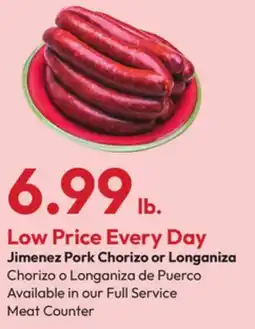 Stater Bros Jimenez Pork Chorizo or Longaniza offer