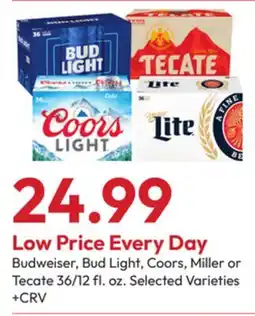 Stater Bros Budweiser, Bud Light, Coors, Miller or Tecate offer