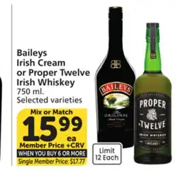 Albertsons Baileys Irish Cream or Proper Twelve Irish Whiskey offer
