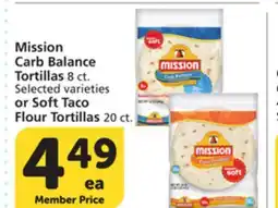 Albertsons Mission Carb Balance Tortillas 8 ct. Selected varieties or Soft Taco Flour Tortillas 20 ct offer