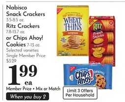 Pavilions Nabisco Snack Crackers 3.5-8.5 oz. Ritz Crackers 7.8-13.7 oz. or Chips Ahoy! Cookies 7-13 oz offer
