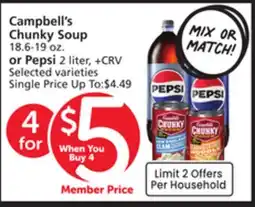 Albertsons Campbell's Chunky Soup 18.6-19 oz. or Pepsi offer