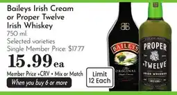 Pavilions Baileys Irish Cream or Proper Twelve Irish Whiskey offer