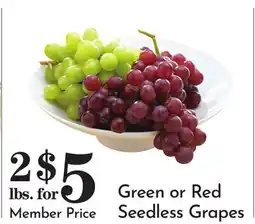 Pavilions Green or Red Seedless Grapes offer