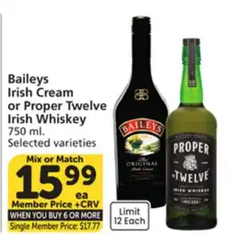 Vons Baileys Irish Cream or Proper Twelve Irish Whiskey offer