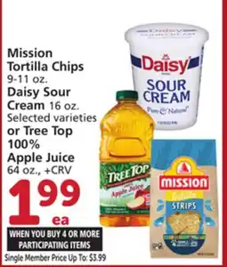 Vons Mission Tortilla Chips 9-11 oz. Daisy Sour Cream 16 oz. or Tree Top 100% Apple Juice 64 oz offer