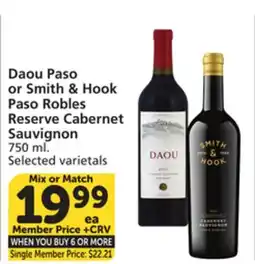 Vons Daou Paso or Smith & Hook Paso Robles Reserve Cabernet Sauvignon offer