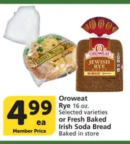 Vons Oroweat Rye 16 oz. or Fresh Baked Irish Soda Bread offer