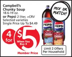 Vons Campbell's Chunky Soup 18.6-19 oz. or Pepsi offer
