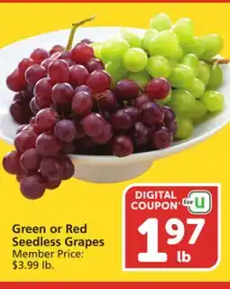 Vons Green or Red Seedless Grapes offer