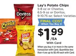 Ralphs Lay's Potato Chips 5-8 oz or Cheetos, 6.5-9 oz or Doritos, 9-10.75 oz offer