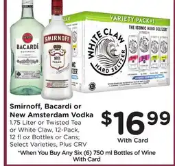 Ralphs Smirnoff, Bacardi or New Amsterdam Vodka offer