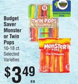 Smart & Final Budget Saver Monster or Twin Pops offer
