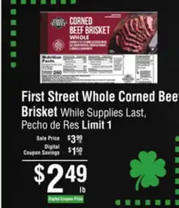 Smart & Final First Street Whole Corned Beef Brisket offer