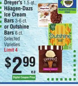 Smart & Final Dreyer's, Häagen-Dazs Ice Cream Bars or Outshine Bars offer