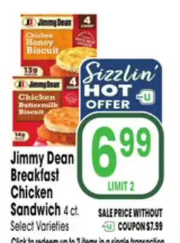 Jewel-Osco Jimmy Dean Breakfast Chicken Sandwich offer