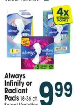 Jewel-Osco Always Infinity or Radiant Pads offer