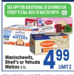 Jewel-Osco Manischewitz, Streit's or Yehuda Matzos offer
