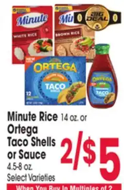 Jewel-Osco Minute Rice 14 oz. or Ortega Taco Shells or Sauce 4.5-8 oz offer