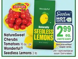 Jewel-Osco NatureSweet Cherubs Tomatoes 10 oz., or Wonderful Seedless Lemons 2 lb offer