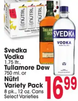 Jewel-Osco Svedka Vodka 1.75 ltr., Tullamore Dew 750 ml. or Nütrl Nütrl Variety 8 pk., 12 oz offer