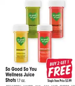 Jewel-Osco So Good So You Wellness Juice Shots offer
