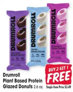 Jewel-Osco Drumroll Plant Based Protein Glazed Donuts offer