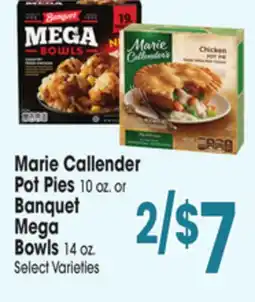 Jewel-Osco Marie Callender Pot Pies 10 oz. or Banquet Mega Bowls 14 oz offer