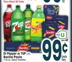 Jewel-Osco Dr Pepper or 7UP 2 ltr., Barilla Pasta oz. 7-16 oz offer
