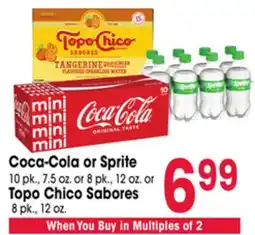 Jewel-Osco Coca-Cola or Sprite 10 pk., 7.5 oz. or 8 pk., 12 oz. or Topo Chico Sabores 8 pk., 12 oz offer