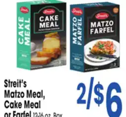 Jewel-Osco Streit's Matzo Meal, Cake Meal or Farfel offer