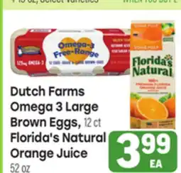 Tony’s Fresh Market Dutch Farms Omega 3 Large Brown Eggs, 12 ct Florida's Natural Orange Juice 52 07 offer