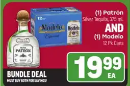 Tony’s Fresh Market (1) Patrón Silver Tequila, 375 mL AND (1) Modelo 12 Pk Cans offer