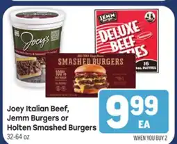 Tony’s Fresh Market Joey Italian Beef, Jemm Burgers or Holten Smashed Burgers offer
