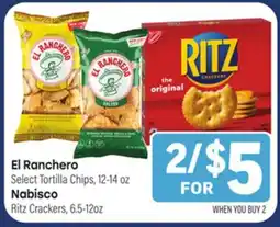 Tony’s Fresh Market El Ranchero Select Tortilla Chips, 12-14 oz Nabisco Ritz Crackers, 6.5-12oz offer